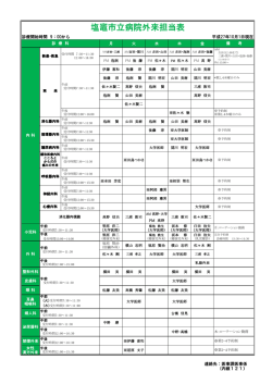 塩竈市立病院外来担当表