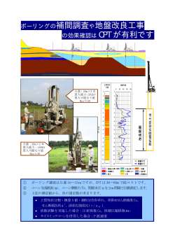 ボーリングの補間調査や地盤改良工事 の効果確認は CPT が有利です