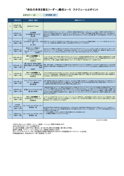 「会社の未来を創るリーダー」養成コース スケジュールとポイント