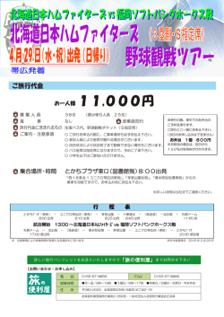 北海道日本ハムファイターズ 野球観戦ツアー 北海道日本