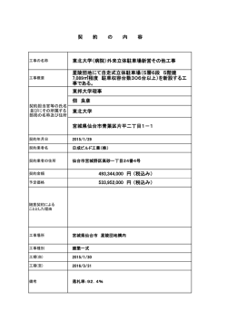 東邦大学理事 東北大学（病院）外来立体駐車場新営その他工事