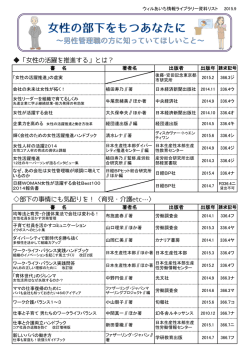 女性の部下をもつあなたに～男性管理職の方に知っていて