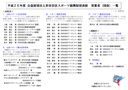 被表彰者一覧 - 世田谷区スポーツ振興財団