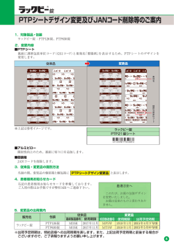 ラックビー錠 PTPシートデザイン変更及びJANコード削除等のご案内