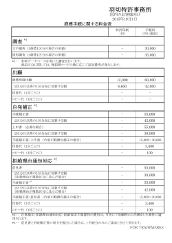 商標手続に関する料金表 - 羽切特許事務所 Hagiri and Associates
