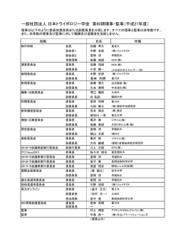一般社団法人 日本トライボロジー学会 第60期理事・監事（平成27年度）