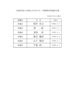 荒竹 宏之 原 一起 富松 淳 豊田 勝彦 山下 俊治 千賀 祥一
