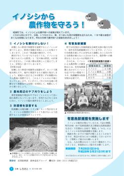 広報しろさと 平成27年8月号 【イノシシから農作物を守ろう！】