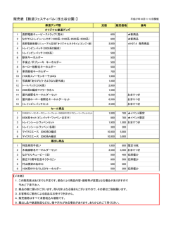 販売表 【鉄道フェスティバル（日比谷公園）】