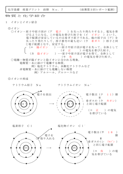 化学基礎 授業プリント 前期 No．7 （前期第3回レポート範囲） 物質と化学