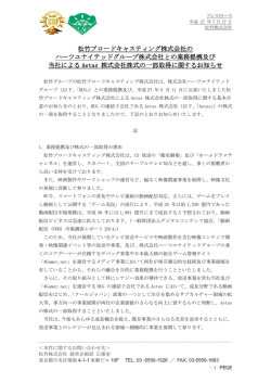 松竹ブロードキャスティング株式会社の ハーツユナイテッドグループ株式