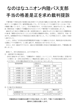 なのはなユニオン内陸バス支部 手当の格差是正を求め裁判