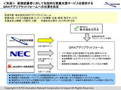 GRAアグリプラットフォーム ＜別添＞ 新規就農者に対して包括的な営農