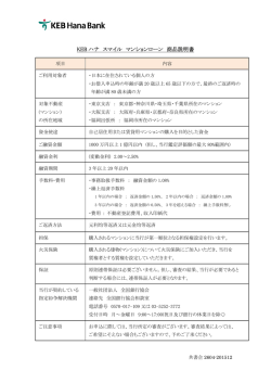 KEB ハナ スマイル マンションローン 商品説明書