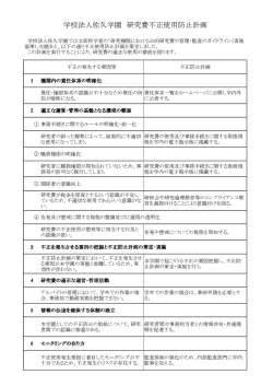 学校法人佐久学園 研究費不正使用防止計画