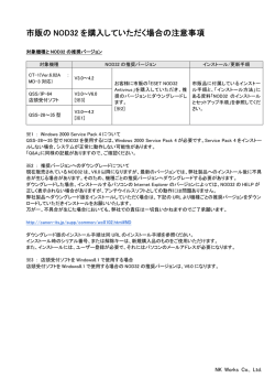 市販の NOD32 を購入していただく場合の注意事項