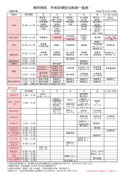 印刷する（PDF）：外来担当医師一覧表