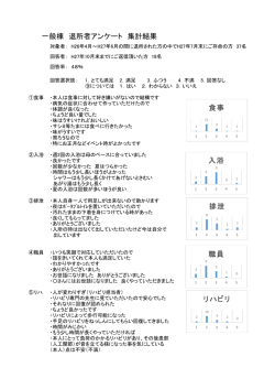 一般棟 退所者アンケート 集計結果 食事 入浴 排泄 職員 リハビリ