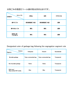 分別ごみの指定ビニール袋の色は次のとおりです。 Designated color of