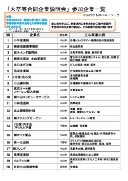 「大卒等合同企業説明会」参加企業一覧