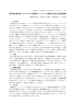 加圧熱水場を用いたバイオマス資源のナノスケール微粒子合成と安定性