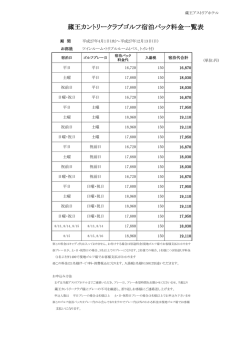 蔵王カントリークラブゴルフ宿泊プラン料金表