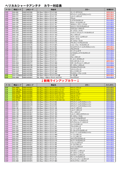 ヘリカルシャークアンテナ カラー対応表 &darr;新規ラインアップカラー&darr;