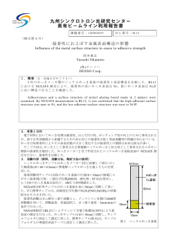 接着性におよぼす金属表面構造の影響 - 佐賀県立九州シンクロトロン光