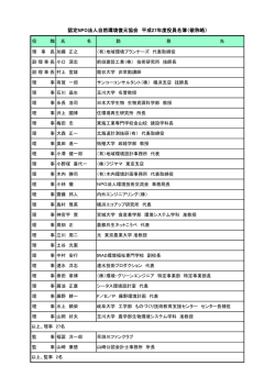 認定NPO法人自然環境復元協会 平成27年度役員名簿（敬称略）