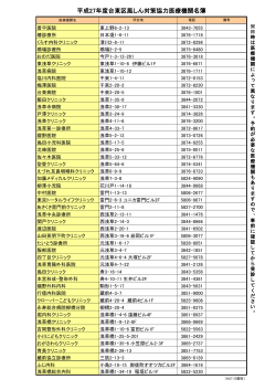 平成27年度台東区風しん対策協力医療機関名簿