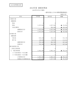 【ADR特別会計】2014年度 貸借対照表
