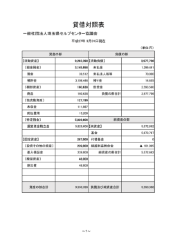 貸借対照表 - 一般社団法人 埼玉県セルプセンター協議会