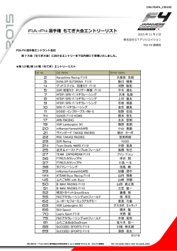 FIA-F4 選手権 もてぎ大会エントリーリスト
