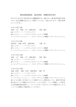 HOLMENKOL RACING SERVICE 報告