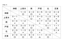 神根 上青木 南 戸塚 北 芝東 神根 0－2 × 上青木 1－3 2