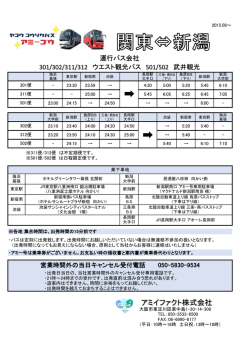 東京&hArr;新潟・長岡（2015/08/01発より）
