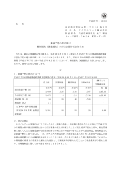 業績予想の修正及び 特別損失（減損損失）の計上