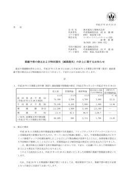 （減損損失）の計上に関するお知らせ