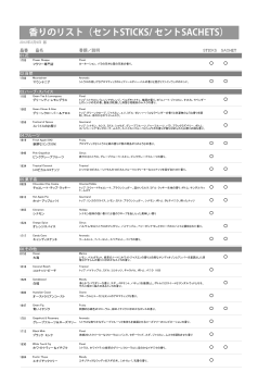 香りのリスト（セントSTICKS/ セントSACHETS）