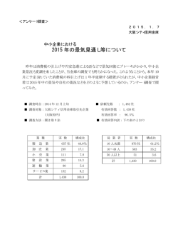 中小企業における 2015 年の景気見通し等について