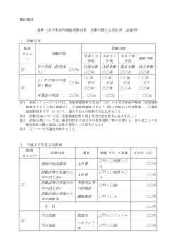 補足様式 森林・山村多面的機能発揮対策 活動目標と支出計画（記載例