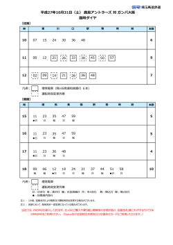 平成27年10月31日（土） 鹿島アントラーズ 対 ガンバ大阪 臨時ダイヤ