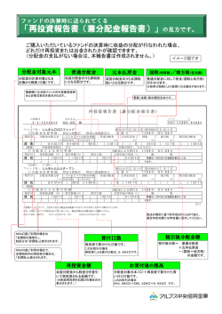 「再投資報告書（兼分配金報告書）」の見方です。