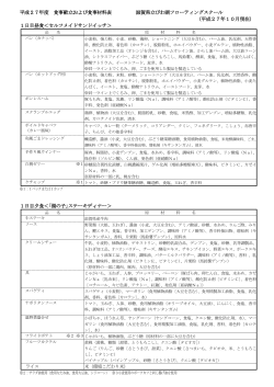 食事献立および食事材料表 - びわ湖フローティングスクール