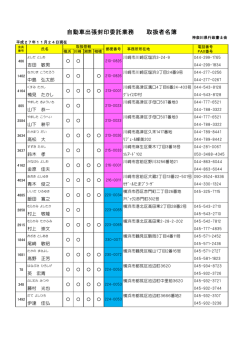 自動車出張封印委託業務 取扱者名簿