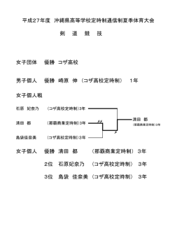 女子団体 優勝 コザ高校 男子個人 優勝 崎原 伸 （コザ高校定時制） 1年