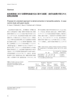 血友病患者における標準的抜歯方法に関する提案：良好な結果が得られ