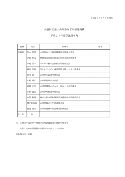 公益財団法人山形県みどり推進機構 平成27年度評議員名簿