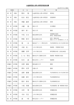 公益財団法人野口研究所役員名簿 稲田 勉 松田 昭生 齊藤 継男 木幡