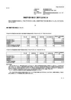 業績予想の修正に関するお知らせ